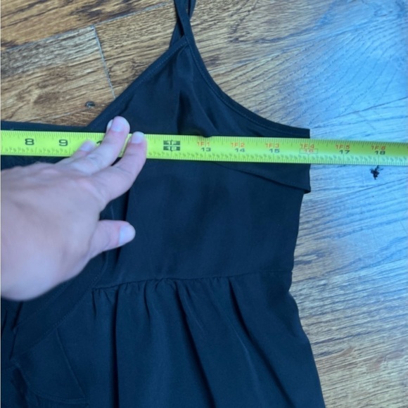 Theory black Silk spaghetti strap mini babydoll ruffle top size small EUC - Picture 6 of 8